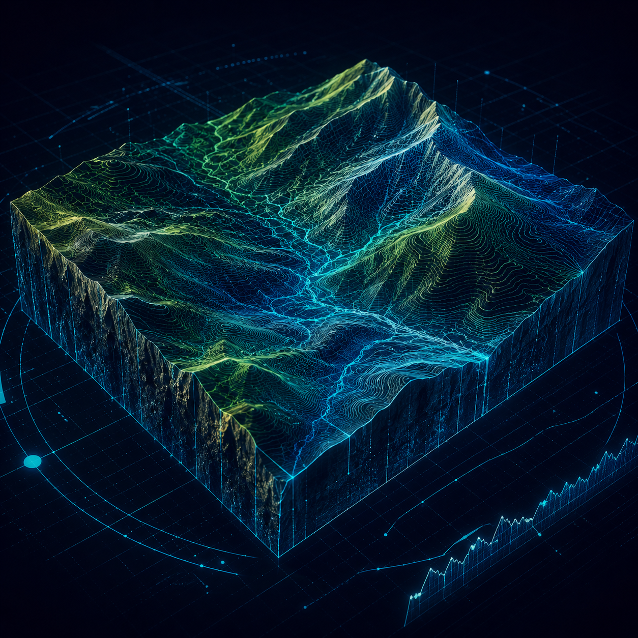 Imagem real de modelo 3D do terreno
